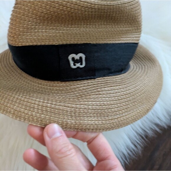 Eric Javits Classic Squishee® Straw Packable Fedora Natural Black Band Sun Hat - Picture 3 of 7